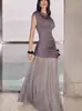 Vestido de Moda de Alta Gama 2025 Ajustado que Realza la Figura Falda Larga con Ensambles de Malla Vestido Asimétrico