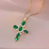 Collar Cruzado Estilo Lujo Ligero Europeo y Americano Moda Diseño de Nicho Colgante de Circonita Nueva Cadena para Clavícula de Acero de Titanio Venta al por Mayor