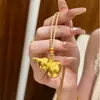 Tienda de oro con colgante de calabaza de color dorado antiguo, estilo chino nuevo, collar de calabaza Fulu, cadena de suéter ajustable, joyería