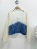 Vestido artístico azul tie-dye hecho a mano de Radix Isatidis de planta pura original, sobrecapas exteriores protectoras solares