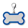 Metal blanco listado joya para mascotas colgante logo impreso tarjeta de identidad grabada color marco de hueso marca de perro