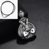 Bolsa de la suerte de doble pez colgante de plata de ley S999 cadena para suéter de mujer colgante de collar largo hueco retro de plata pura
