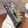 Cinta de Audio de Comercio Exterior Compatible con Apple 17 Transparente iPhone 16 Funda de Teléfono Retro 15 Cubierta Protectora Anti-Caída en Cuatro Esquinas