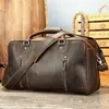 Bolso Cruzado de Cuero Crazy Horse Bolso de Equipaje de Mano Bolsa de Viaje Traje Grande Capacidad Bolsa para Hombre Viaje de Negocios Almacenamiento para Ropa Formal Colección