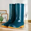 Botas de lluvia de algodón de caña alta antideslizantes con forro polar, zapatos impermeables, zapatos de goma, cubrebotas, botas de agua para mujer, zapatos cálidos para cocina de adulto, zapatos para sembrar arroz