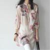 Camisa holgada de talla grande de manga corta midi floral de siete mangas de algodón lino top para gorditas