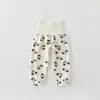 Pantalones largos de algodón para bebé, de cintura alta, protectores de barriga, adecuados para bebés y niños pequeños, pantalones largos de capa base para otoño, pantalones de cintura alta grado A para bebés y niños pequeños