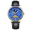 Reloj de Moda para Hombre Swiss New Tevise Esqueleto Fase Lunar Completamente de Lujo Mecánico Tourbillon Resistente al Agua Casual