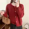 Cardigan de Tricô com Lantejoulas Estilo Old Money para Mulheres, Casaco Suéter Botonê Gola Redonda, Casual de Caimento Solto, Emagrecimento, Top com Toque de Luxo