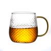 Vaso de Agua con Patrón Martillado al Por Mayor Vidrio Borosilicato con Asa Taza para Jugo Leche para el Hogar Vaso de Vidrio Resistente a Altas Temperaturas Juego de Té