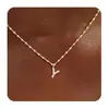 Colar Europeu e Americano de Novo Produto Transfronteiriço com 26 Letras Cobre Exquisito Estiloso Versátil Pingente A-Z Corrente para Clavícula Joia Feminina