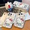 Capa de Celular com Design de Gato Pintura Graffiti Adequada para Apple 18 Pro Max, Alto Valor Estético para Meninas, Compatível com Huawei, Xiaomi, Oppo, Vivo