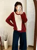 Suéter de punto de ganchillo con diseño de moda para mujer talla grande, colección otoño 2026, top casual de color block holgado para mujer talla grande