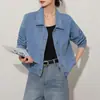 Tiro Real # Chaqueta corta de mezclilla para mujer, nueva colección otoño 2026, estilo retro americano, holgada y casual