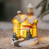 Casa Pequeña Estereoscópica Colorida Luminosa de Navidad Adornos para Ventana de Año Nuevo Decoración de Micro Paisaje Resina Pequeños Regalos para Niños