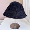 Gorro de pescador de alpaca importado para niños, otoño e invierno, cálido, tejido, sombrero de cubo de felpa, sombrero de cubeta de lujo