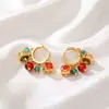 Pendientes Transfronterizos de Piedra Natural Colorida, Gama Alta, Modernos, Elegantes, Pendientes Retro, Personalidad de Nicho, Clips para Orejas Bohemios