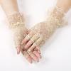 Guantes largos de encaje para mujer, modernos, sexys, delgados, transpirables, protección solar, mangas largas, vestido de novia, cubrebrazos de verano