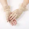 Guantes de encaje sin dedos para mujer, protección solar de verano, finos, elegantes, encaje vintage, mangas de encaje para novia, blanco y negro