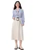 Camisa Blanca de Gasa con Cuello de Traje, Manga Larga, Temporada de Otoño, Atuendo Formal para Entrevista de Calificación Docente, Adecuada para Mujeres Petite