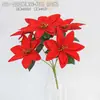 Flor de Terciopelo para Ramo de Cinco Puntas al por Mayor, Flor de Navidad Artificial, Decoración Festiva, Planta Verde en Maceta, Atmósfera Navideña