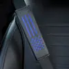 Nuevas Almohadillas para Cinturón de Seguridad de Coche con Patrón de Fibra de Carbono, Bordado en Cuero y Bandera Americana, Protectores Populares para Cinturón de Seguridad Transfronterizos