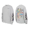 Versión Correcta de 25S Marca de Moda Corazón Cromado Algodón Puro de Doble Hilo de Alta Calidad Camiseta de Manga Larga Estampada para Hombre y Mujer