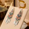 Pendientes bohemios antiguos de ojo de caballo para mujer, con cuentas acrílicas multicapa y gotas de agua, estilo vintage festivo.