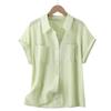 Foto Real de Camisas de Moda Coreana de Verano Nuevas para Mujer, Algodón y Lino Sueltas Talla Grande Adelgazantes Moda Camisas para Mujer