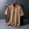 Camisa Polo Masculina Nova Estilo Business com Gola, Fashion e Casual, Manga Curta de Seda Gelada, Secagem Rápida de Nylon, Camiseta Multicor, Alta Qualidade