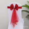 Laço de Casamento Elástico Sem Laço Flor na Cadeira Decoração de Capa de Cadeira com Fita de Malha Aro de Amarração Hotel Banquete Casamento