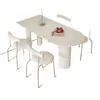 Juego de mesa y sillas de comedor de mármol blanco puro color crema, diseño moderno y minimalista, apto para apartamentos pequeños, mesa de comedor semicircular