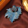 Broche Pez Dorado Estilo Chino Nuevo Imitación Azul Quemado Goteo de Aceite Simple Elegante Pin Corsage Accesorios Cheongsam