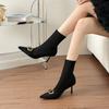 Botas Marrones de Ante Elástico de Tacón de Aguja Maillard Tacones Altos Otoño e Invierno Punta Afilada Botines para Mujer 2025 Estilo Caliente