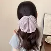Nuevo pasador de pelo morado, ambiente suave y romántico, con exquisito estampado de lazo, elegante pinza para coleta y diadema para mujer