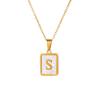 Nuevo Collar de Acero de Titanio que No se Desvanece Estilo Coreano Blanco Cuadrado Pequeño con Letra en Inglés para Mujer, Moda Minimalista Versátil Lujo Ligero