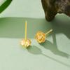 Pendientes de plata de ley S925 con forma de rosa a juego, con incrustaciones de circonita amarilla, temperamento dulce para niñas.