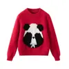 Nuevo Suéter de Lana Redondo Otoño/Invierno 2025 para Niños, Grueso, Jacquard de Panda, Suéter para Niños, Suéter de Punto para Niñas, Camiseta Base