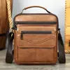 Bolso de Hombro para Hombre de Piel de Vaca de Primera Capa, Bolso Cruzado Retro Casual, Bolso de Hombro Portátil de Viaje Moderno