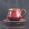 Juego de taza y platillo de cerámica vidriada para café transfronterizo, taza pequeña estilo americano vintage, taza de té hecha a mano creativa, juego para el té de la tarde