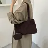 Bolsa tote de camurça vintage para mulheres, nova moda outono e inverno de 2026, simples e versátil, adequada para o dia a dia, bolsa de ombro e de braço
