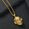 Pingente Colar Black Myth Wukong Personalidade Criativa Cabeça de Macaco Cravejada de Diamantes Lute para Vencer Colar de Buda Banhado a Ouro 18K Joias