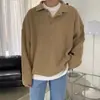 Suéter de Cuello Alto para Hombre de Primavera y Otoño, Holgado, Moderno, Estilo Hong Kong, Versátil, Manga Larga, Color Sólido, Chaqueta de Punto con Cuello