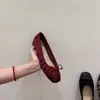 Zapatos de Ballet Chuyuji Vintage Franceses con Lazo Cuadrados Poco Profundos Versátiles Aumentadores de Altura Suela Blanda
