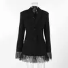 Para Comercio Exterior Europeo y Americano Transfronterizo Ropa de Mujer Aliexpress Venta Caliente Moda Versátil Ceñidor de Cintura Ajustado Blazer con Parches de Encaje
