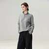 Suéter de Cachemira para Bebé Pequeño para Mujer Otoño Invierno Nuevo Cuello Alto Media Cremallera Tejido de Canalé Holgado Moderno Prendas de Punto Capa Base