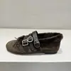 Zapatos de ballet de hebilla cálida para mujer 2026 Otoño Invierno nuevos retro punta redonda suela plana con terciopelo Mary Jane zapatos de vestir