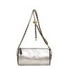 Bolso pequeño tipo cilindro con relleno de algodón de moda para mujer, nuevo estilo popular otoño e invierno 2024, bolso cruzado con cadena de diamantes para el hombro