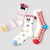Calcetines de Tubo Medio de Gato de Dibujos Animados Renacentista Verano Delgados de Malla Transpirable con Rayas de Arcoíris para Niña Linda