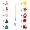 Juego de Vajilla Navideña Transfronteriza Creativo de Dibujos Animados Papá Noel Cuchara Tenedor para Vacaciones Juego de Caja de Regalo Cuchara de Postre de Acero Inoxidable